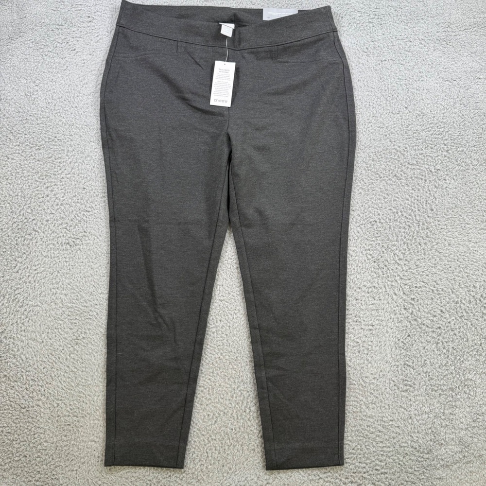 Chicos Tailored Ponte Legging Pants 3P 16P Heather Grey High Rise Pull On New